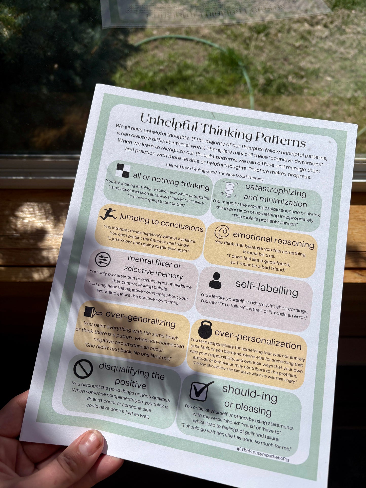 Cognitive Distortions Infosheet | Anxiety Treatment Guide | Therapy Office Decor | Printable PDF Download | Mental Health Self-Help Resource