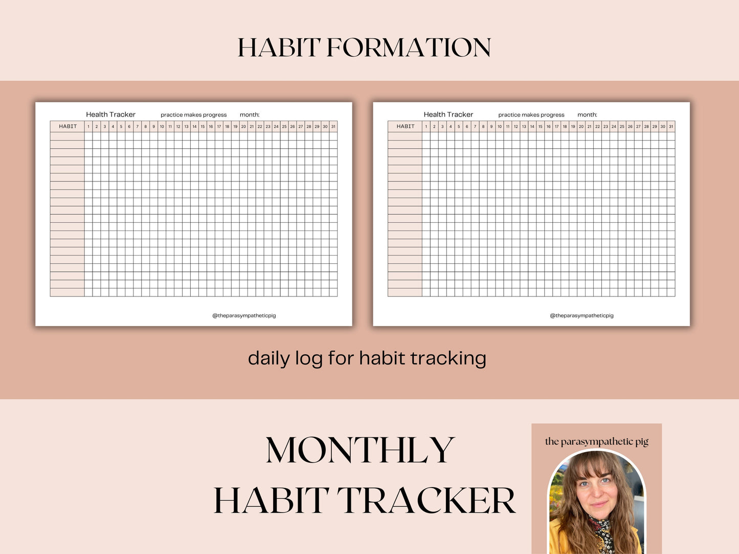 Habit Tracker Printable | Monthly Planner Bullet Journal | Daily Task & Wellness Chart | Goal System Productivity Planner | Digital Download