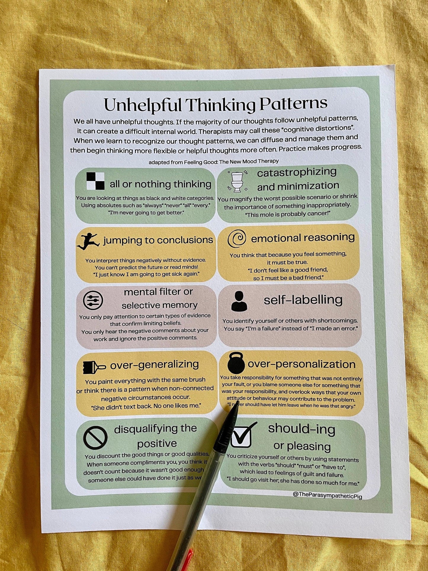 Bundle of Anxiety Workbook & Symptom Tracker | Nervous System Map | Mental Health Journal 2025 Calendar | Unhelpful Thinking | Digital Download