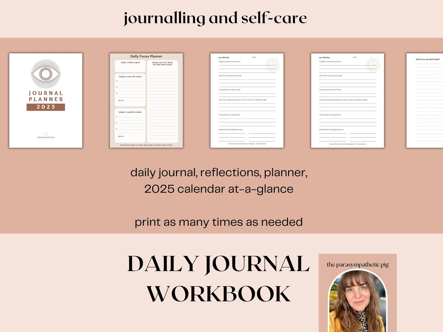 Daily Journal Planner for Anxiety Relief | Therapy & Mindfulness Journal | Chronic Illness Support | 2025 Calendar | Digital PDF Download