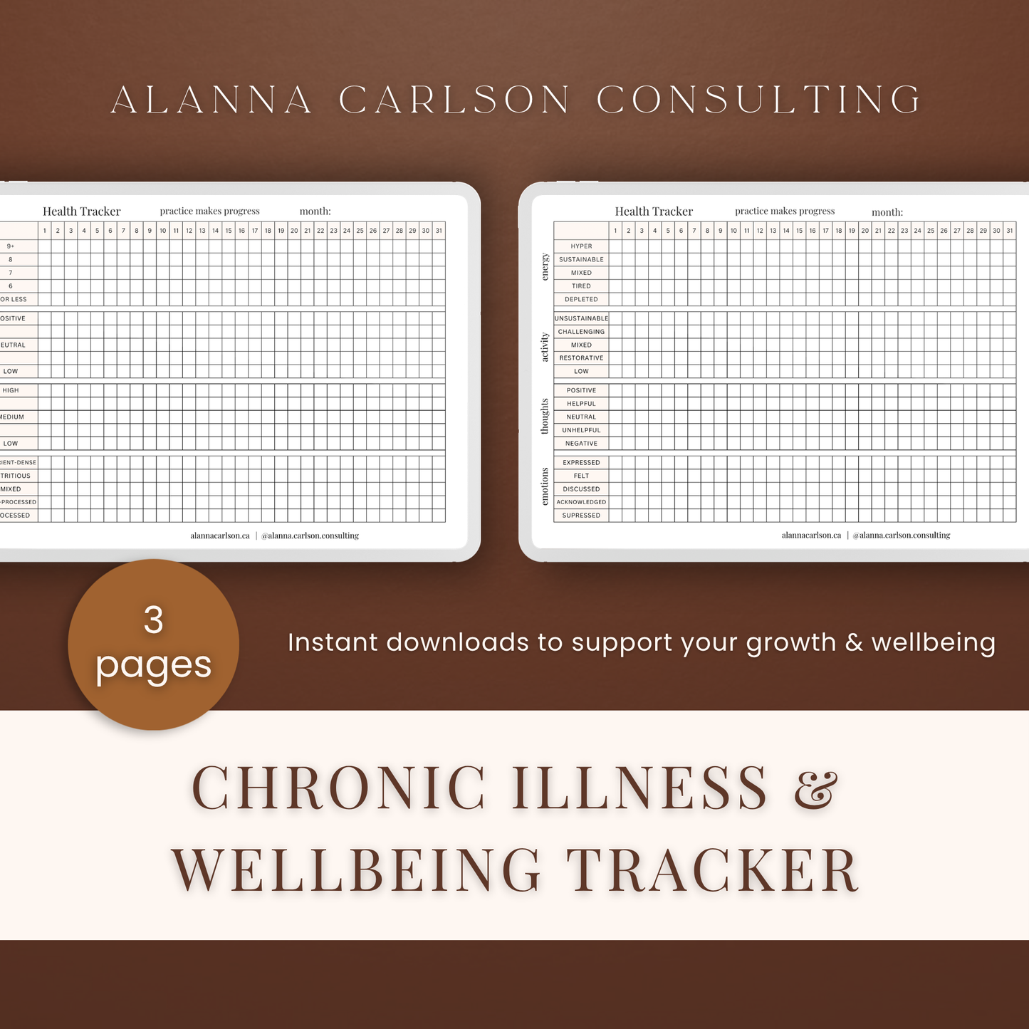 Long COVID Chronic Illness Wellness Tracker Template | A Daily Health Record for Tracking Symptoms, Energy, and Patterns