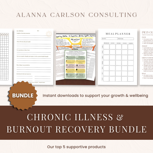 Chronic Illness & Burnout Recovery Bundle | A Nervous-System Informed Toolkit for Chronic Illness, Anxiety, Overwhelm, Burnout, and Day-to-Day Support