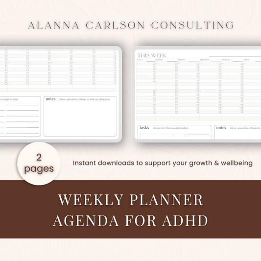 Weekly Planner for ADHD | A Simple Week-at-a-Glance Planner Designed for ADHD and Neurodivergent Brains