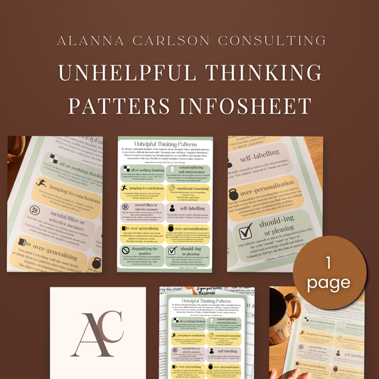 Cognitive Distortions Infosheet | A Compassionate Guide to Unhelpful Thinking Patterns and Anxious Thoughts